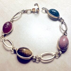 Vintage Krementz Jewel-toned Scarab Bracelet